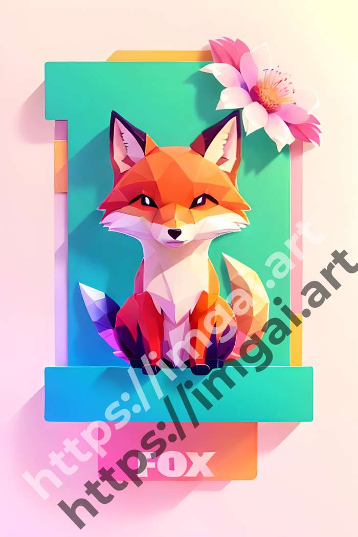  Принт fox (дикие животные)  в стиле Клипарт. №698