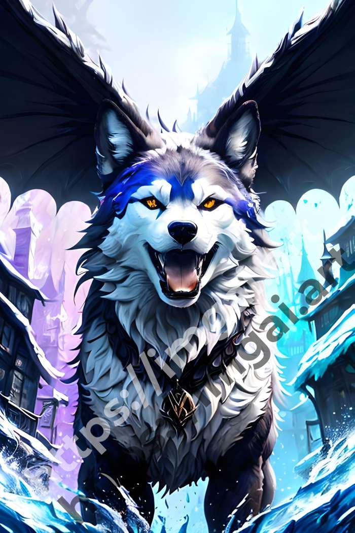  Постер wolf (дикие животные)  в стиле Splash art. №70