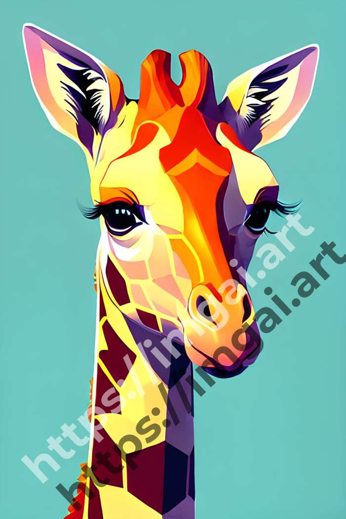  Принт giraffe (дикие животные)  в стиле Low-poly. №707
