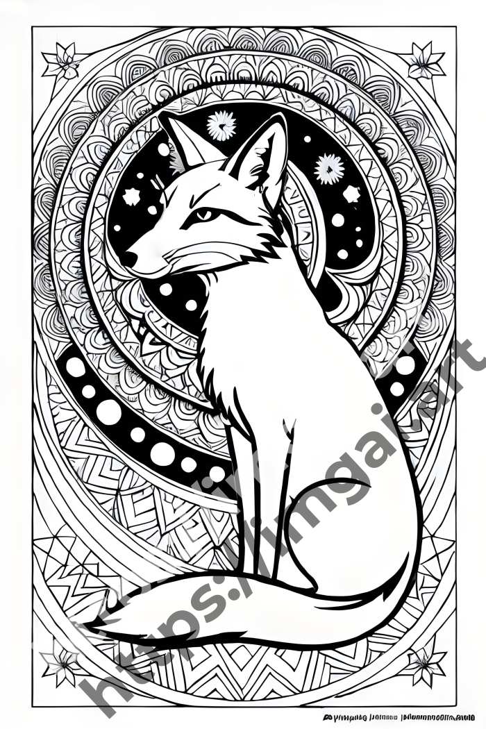  Раскраска fox (дикие животные). №733