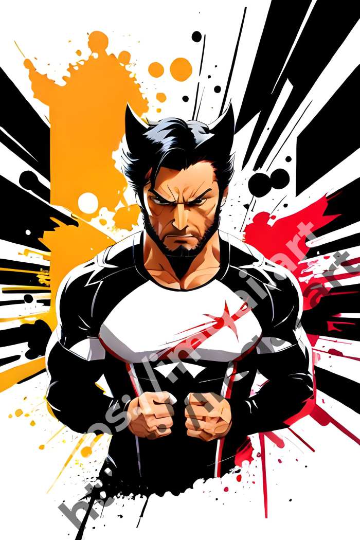  Принт Wolverine (герои)  в стиле Splash art, Граффити. №74