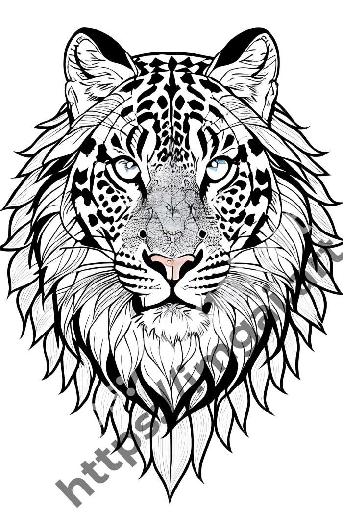  Раскраска leopard (дикие кошки). №743