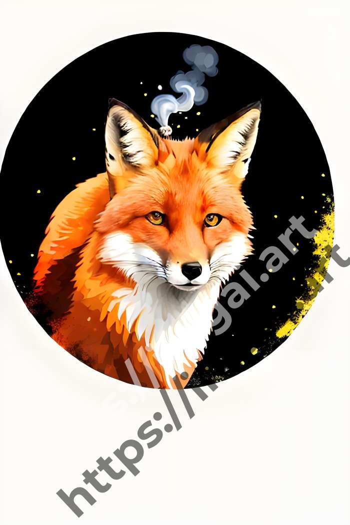  Принт fox (дикие животные)  в стиле Акварель. №744