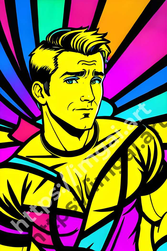  Постер Ryan Reynolds (актеры)  в стиле Клипарт, Неоновые цвета. №774