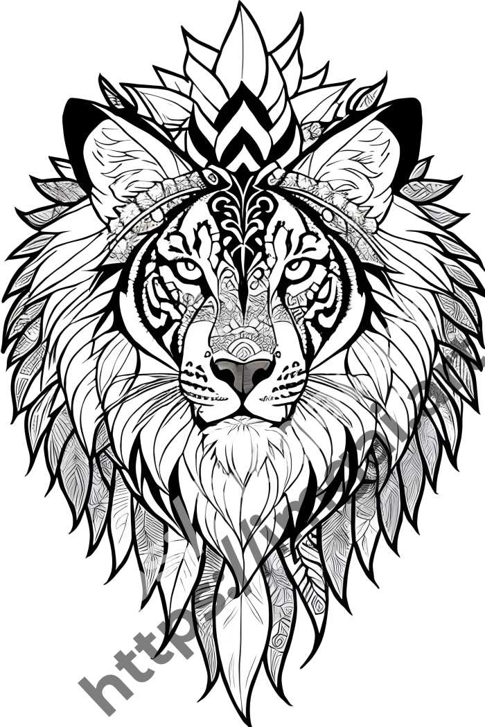  Раскраска lion (дикие кошки). №787