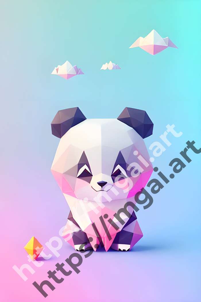  Принт panda (дикие животные)  в стиле Low-poly. №794