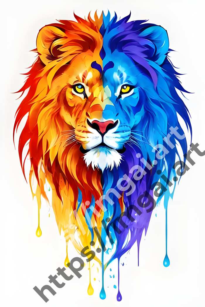  Постер lion (дикие кошки)  в стиле Splash art. №797