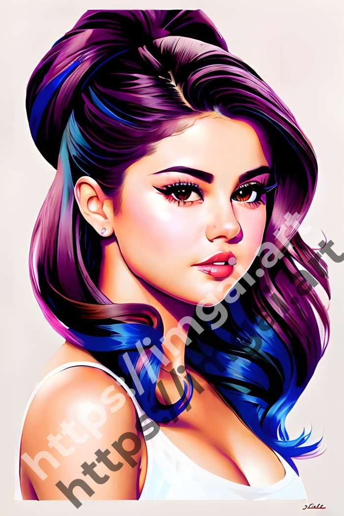  Постер Selena Gomez (певцы)  в стиле Splash art. №80