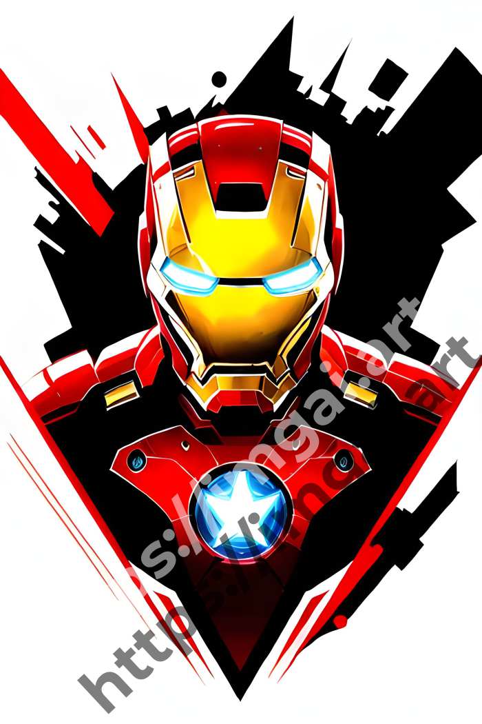  Принт Iron Man (герои)  в стиле Splash art, Граффити. №805