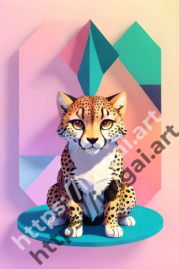  Принт cheetah (дикие кошки)  в стиле Splash art. №808