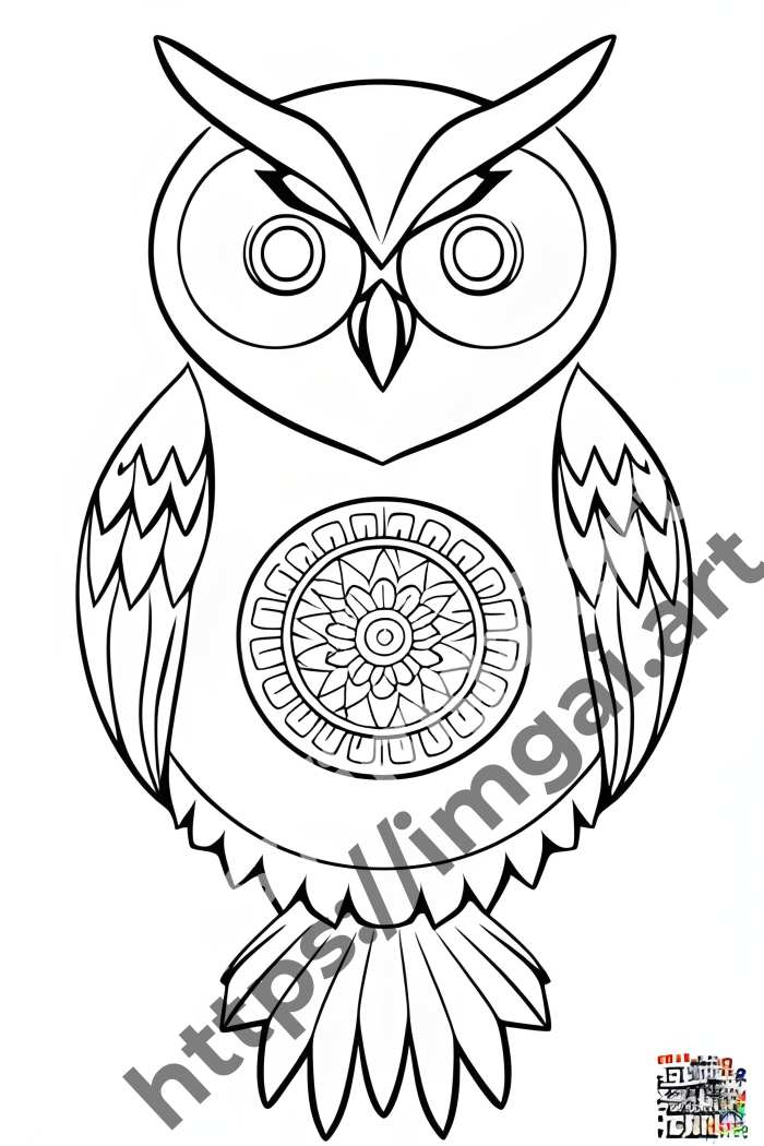  Раскраска owl (птицы)  в стиле Mandala. №811