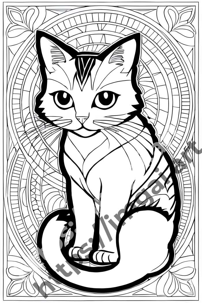  Раскраска cat (домашние животные). №812