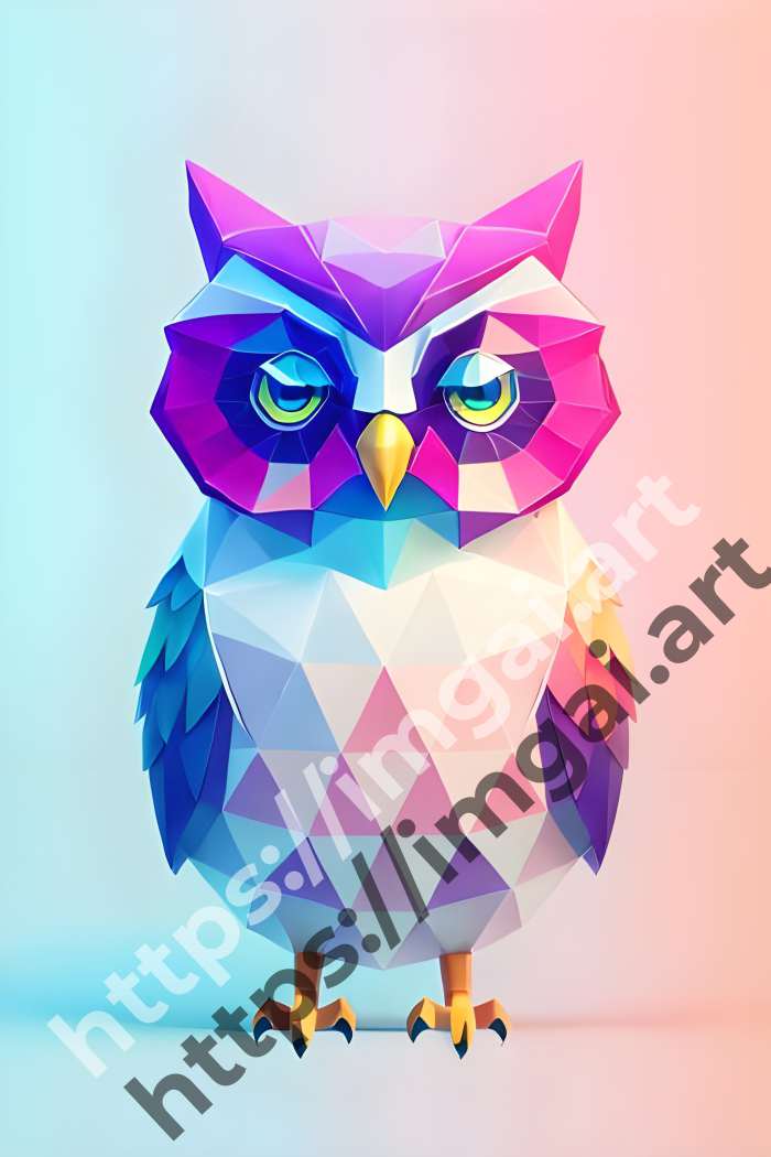  Принт owl (птицы)  в стиле Low-poly. №824
