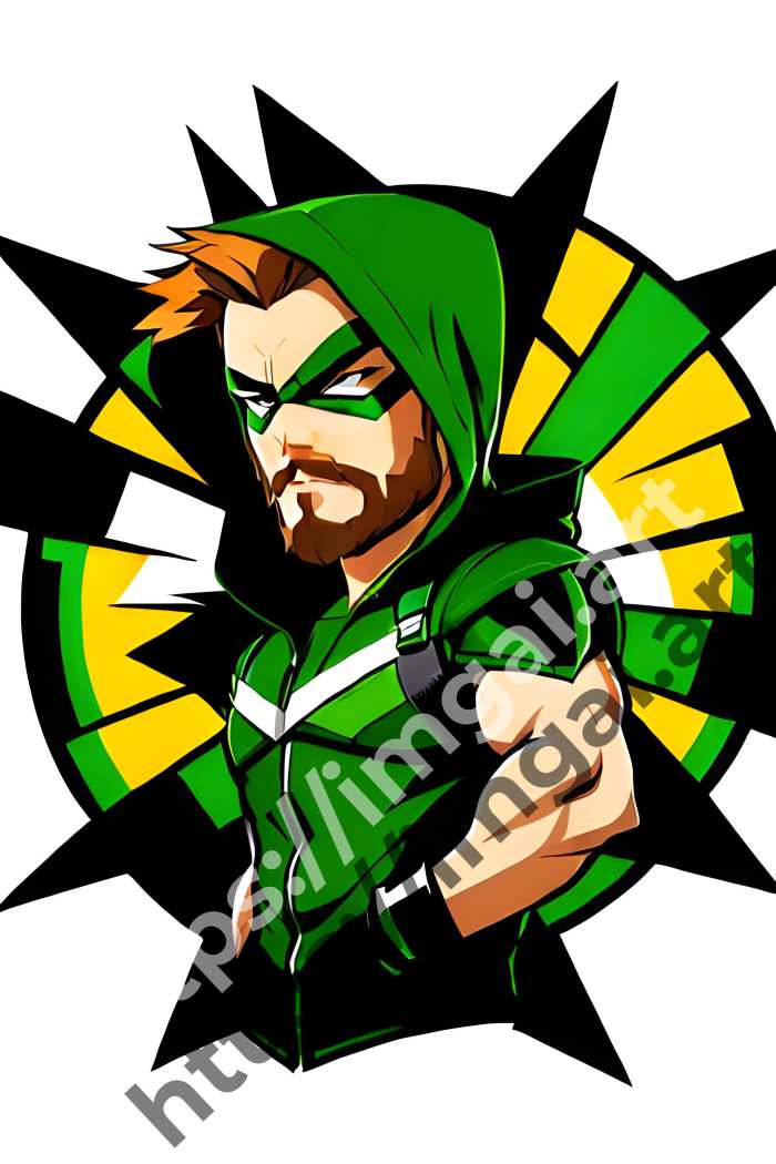 Принт Green Arrow (герои)  в стиле Splash art, Граффити. №827