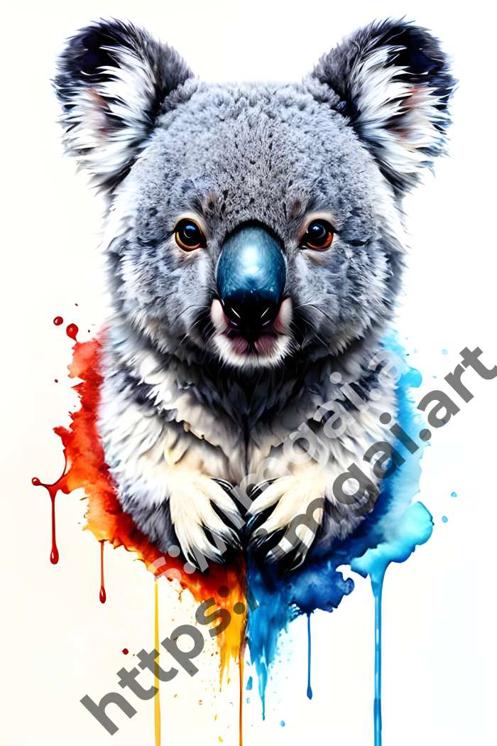  Постер koala (дикие животные)  в стиле Акварель, Splash art. №870