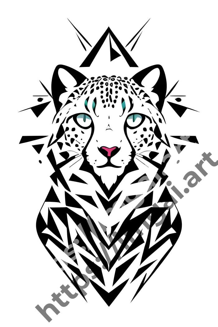  Принт cheetah (дикие кошки)  в стиле Low-poly. №879