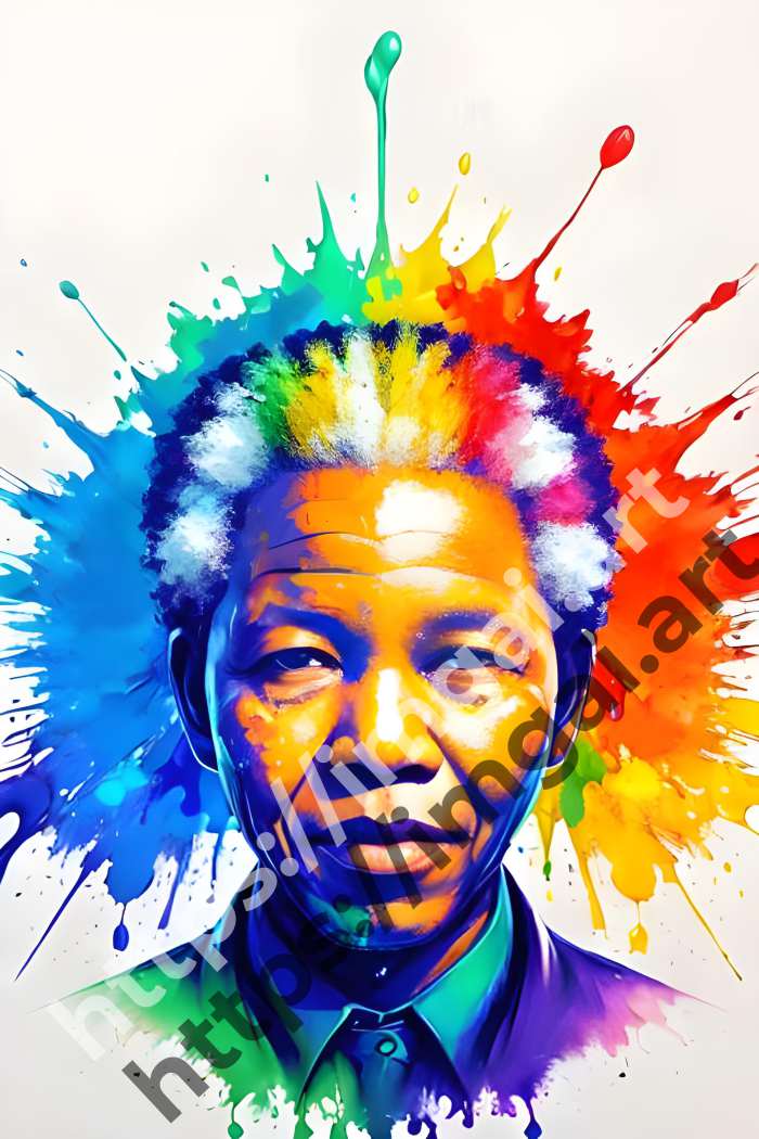  Постер Nelson Mandela (другие знаменитости)  в стиле Splash art. №884