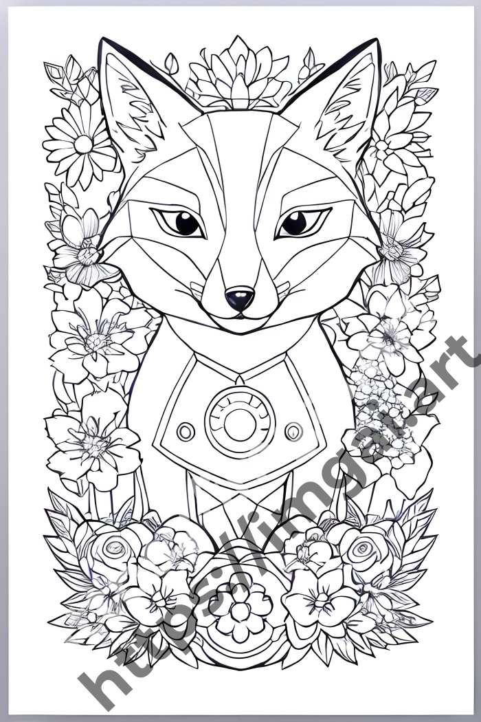  Раскраска fox (дикие животные). №897