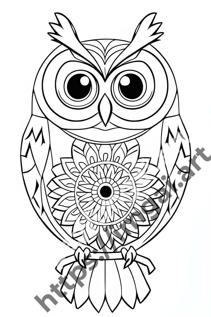  Раскраска owl (птицы)  в стиле Mandala. №898