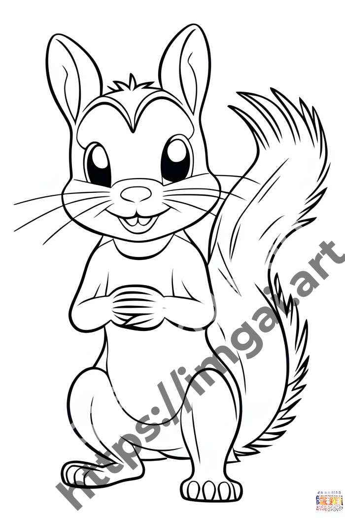  Раскраска squirrel (дикие животные)  в стиле Disney. №9