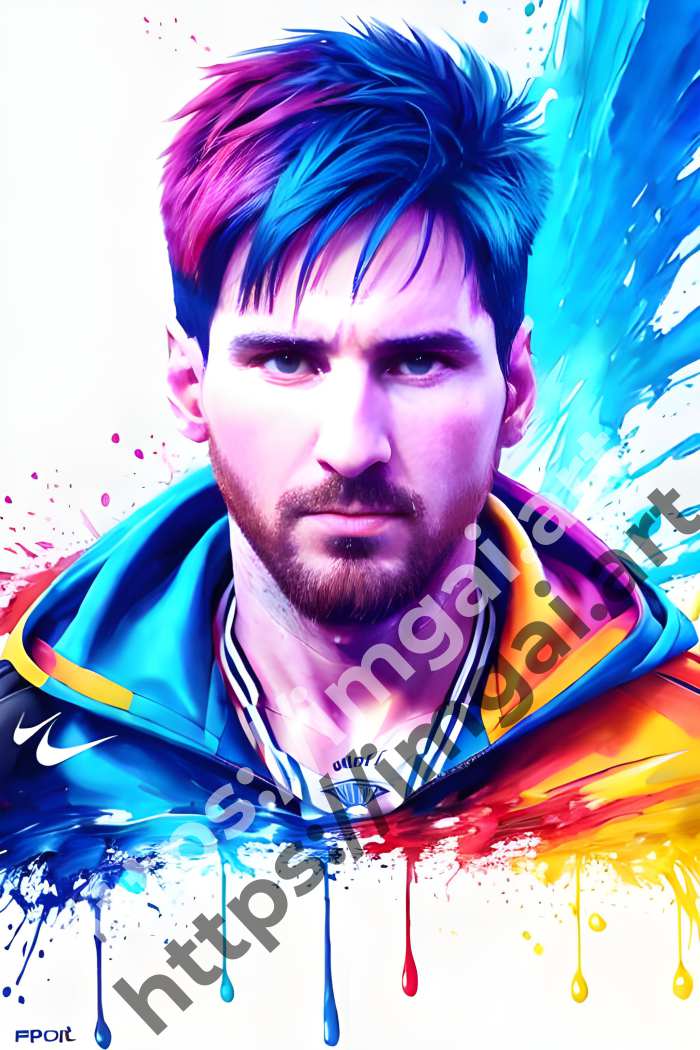  Постер Lionel Messi (футбол)  в стиле Splash art. №926