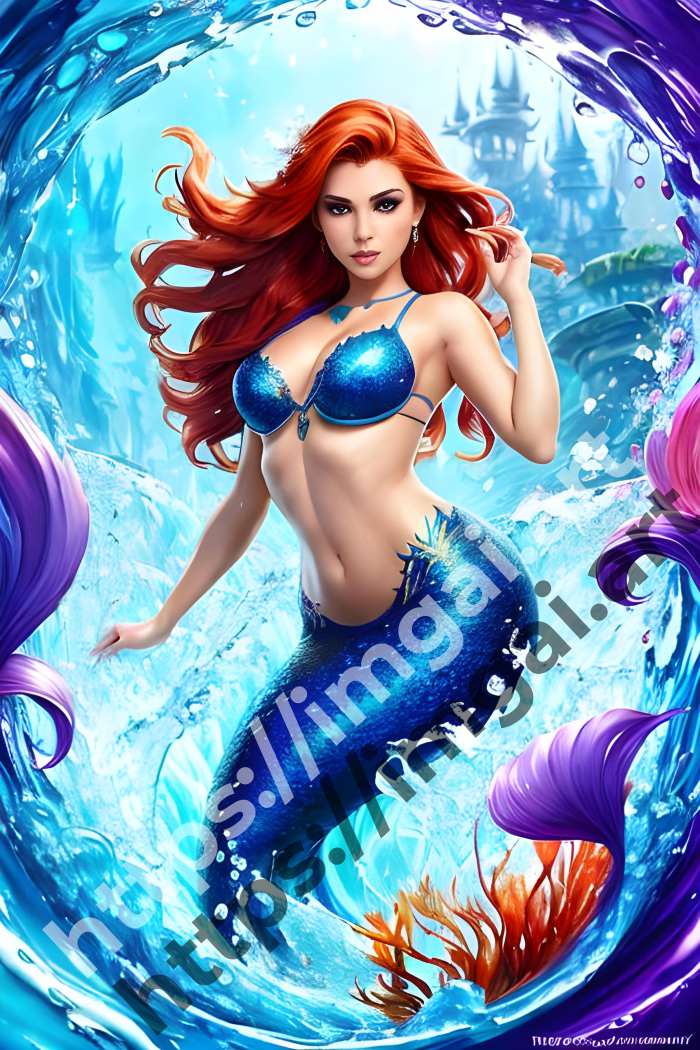  Постер Mermaid (мифические)  в стиле Splash art. №928