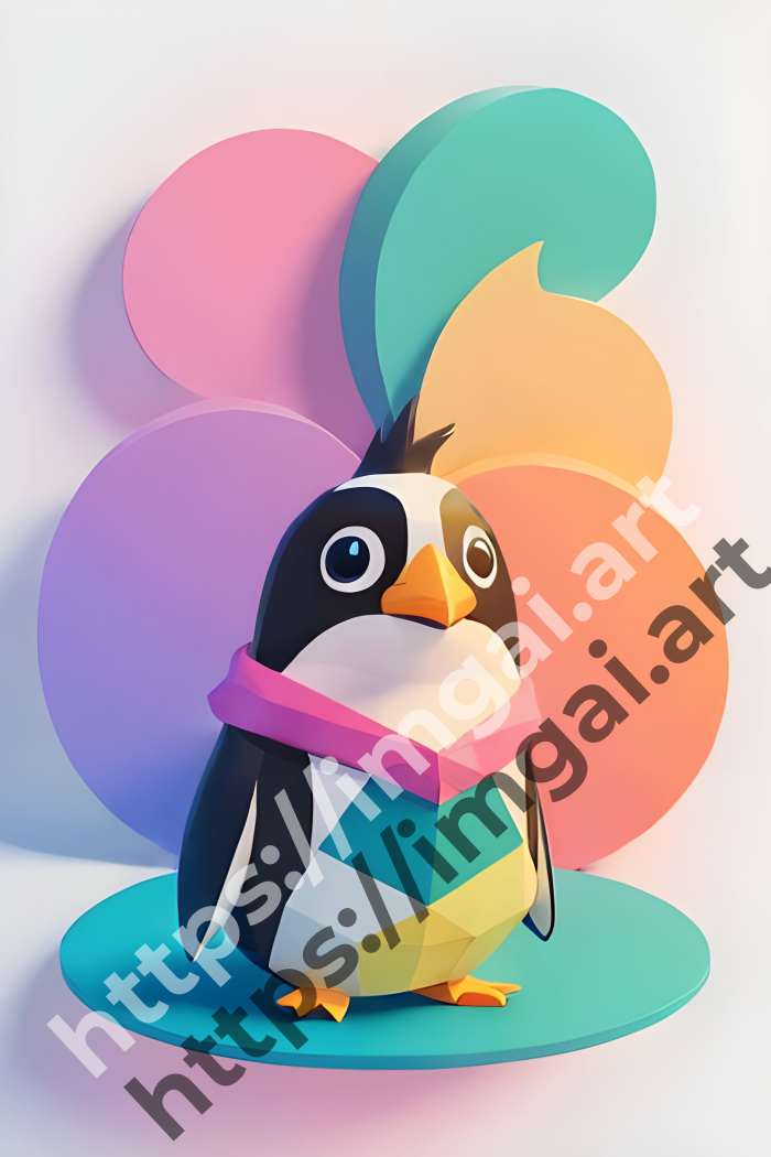  Принт penguin (птицы)  в стиле Splash art. №929