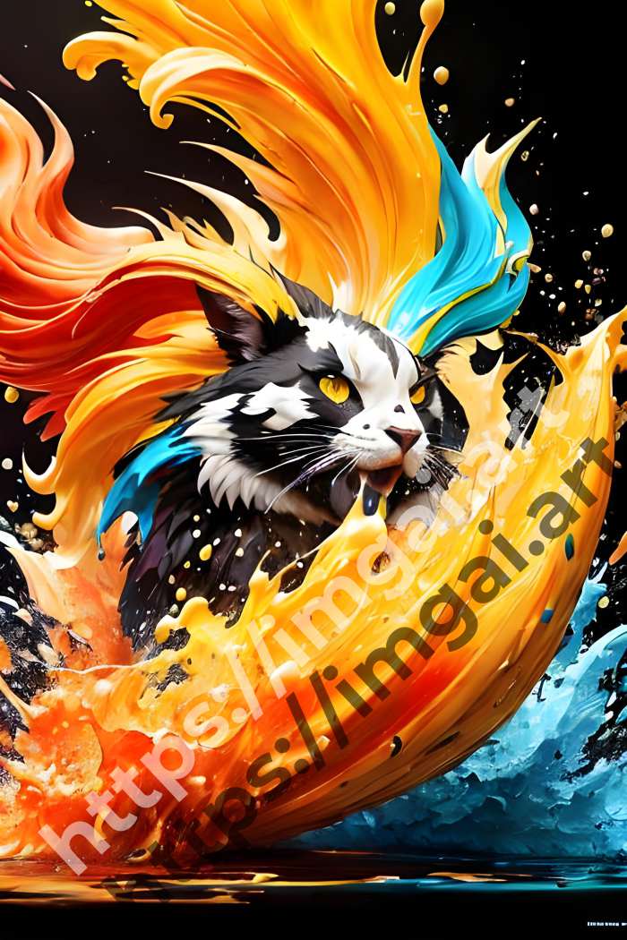  Постер cat (домашние животные)  в стиле Splash art. №938