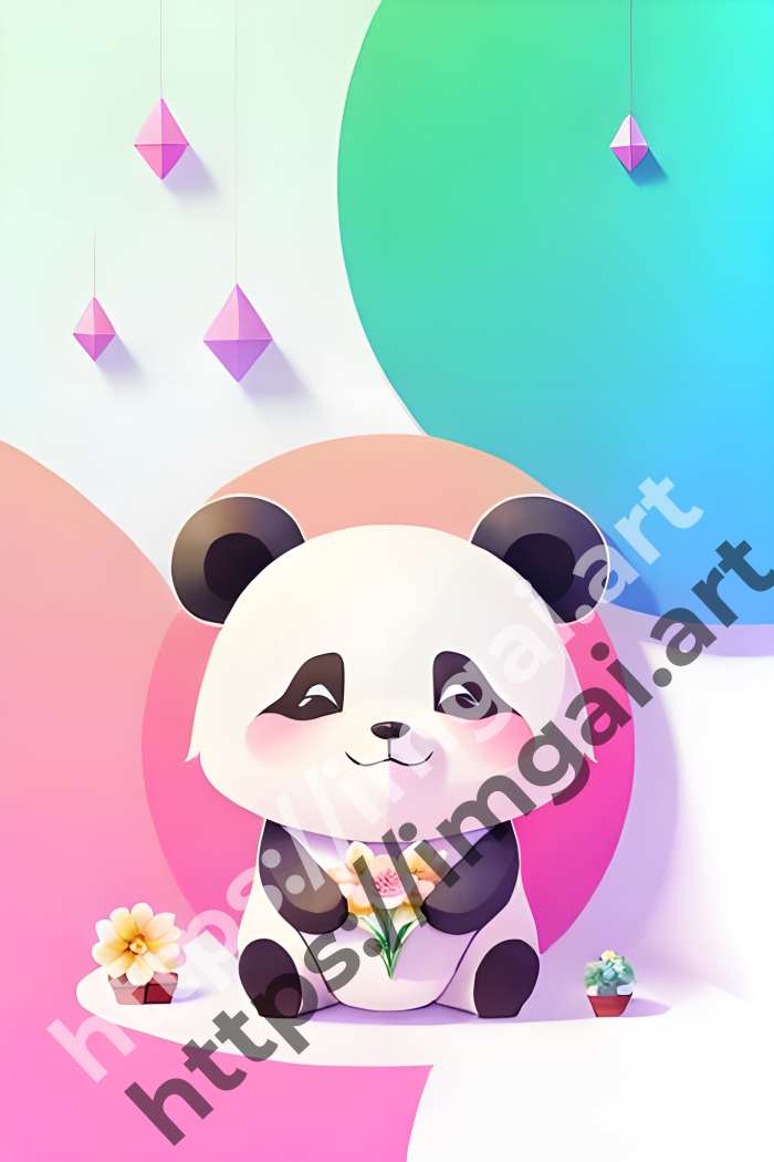  Принт panda (дикие животные)  в стиле Акварель. №945