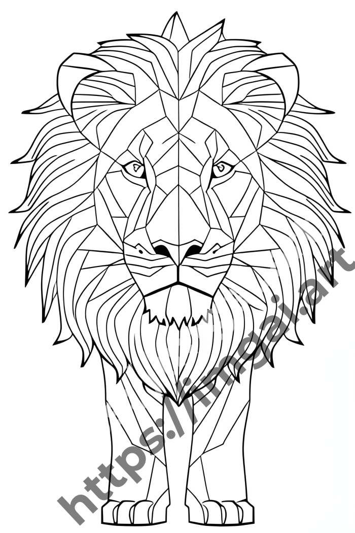  Раскраска lion (дикие кошки)  в стиле Low-poly. №946