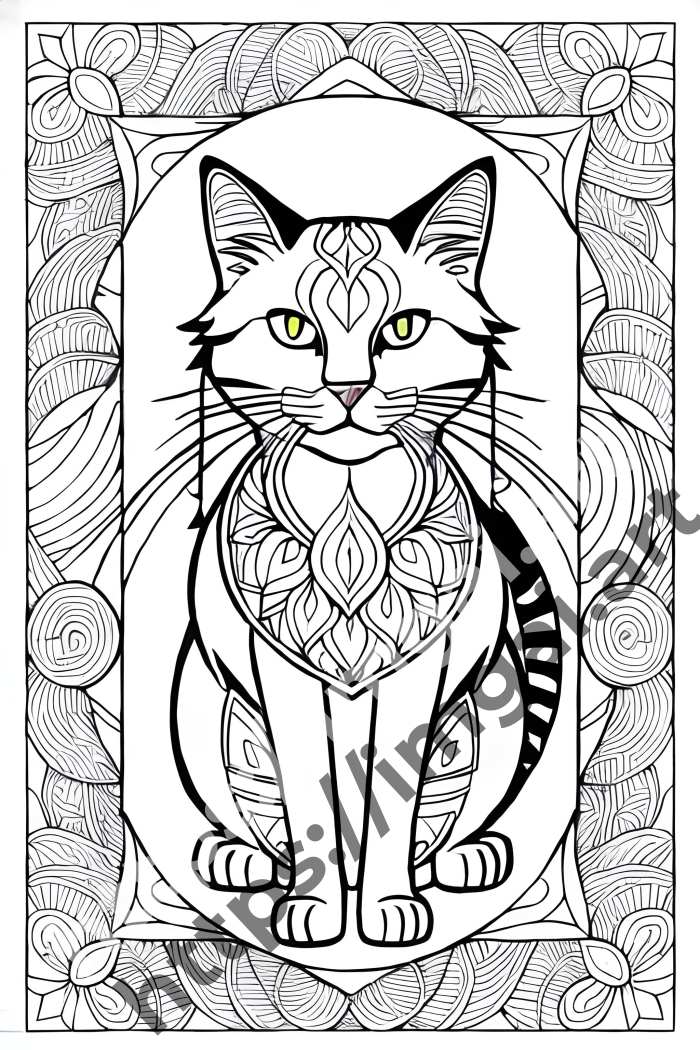  Раскраска cat (домашние животные). №953