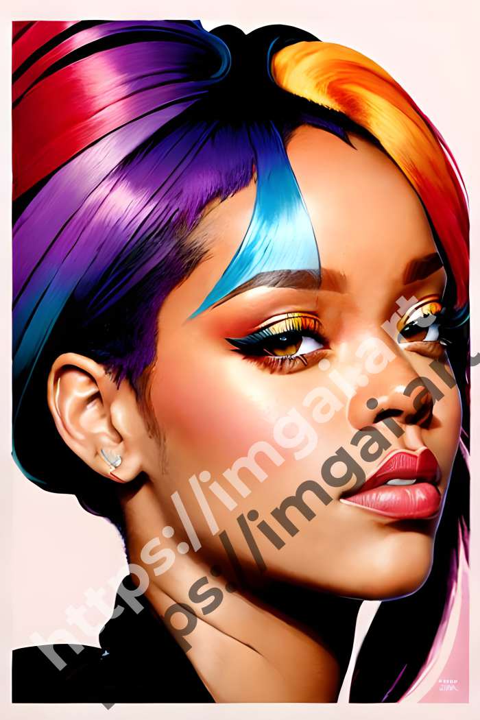  Постер Rihanna (певцы)  в стиле Splash art. №955
