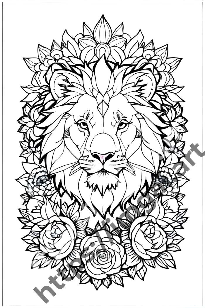  Раскраска lion (дикие кошки)  в стиле Low-poly. №956