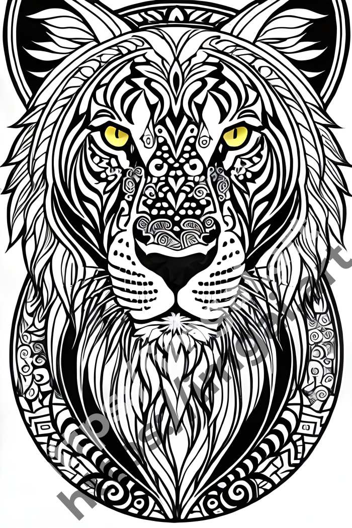  Раскраска lion (дикие кошки). №964
