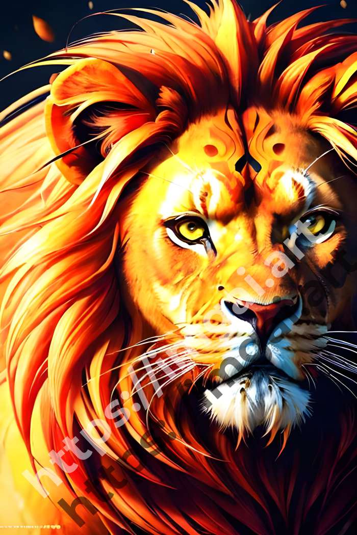  Постер lion (дикие кошки)  в стиле Splash art. №966
