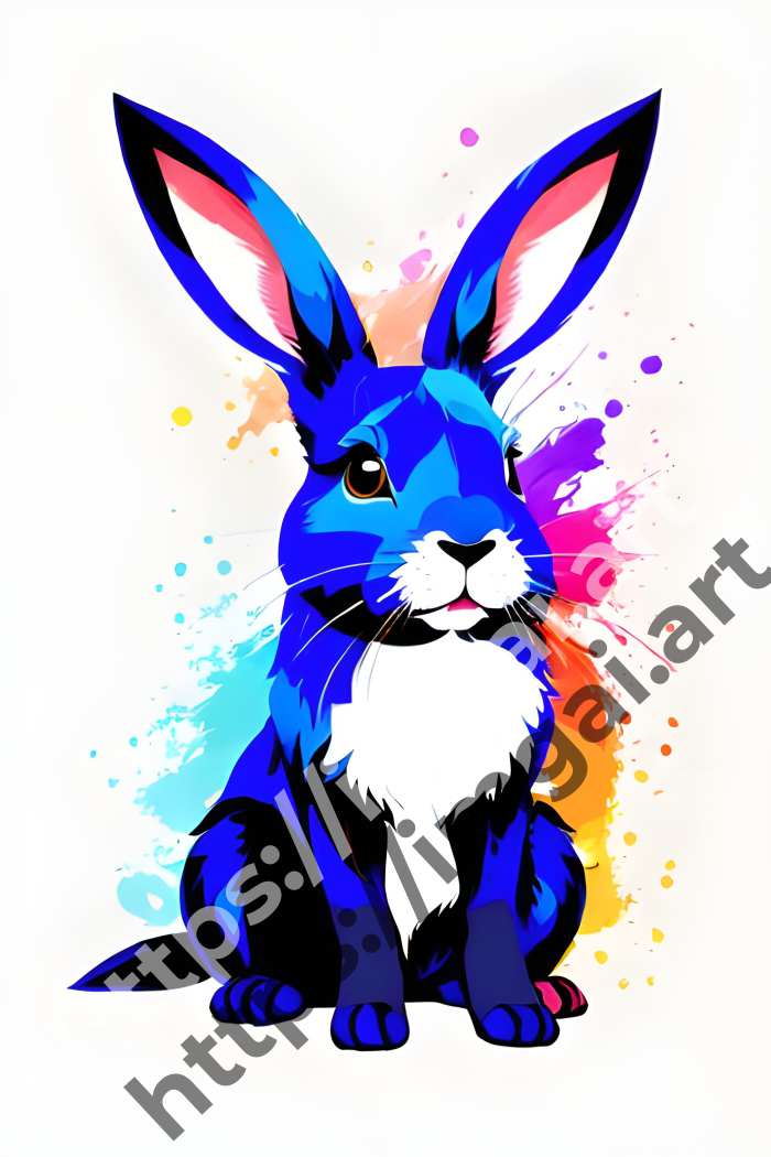  Принт rabbit (домашние животные)  в стиле Splash art. №969