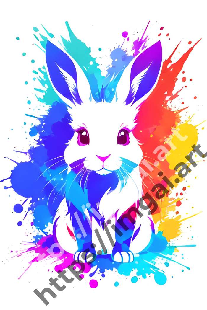  Принт rabbit (домашние животные)  в стиле Взрыв краски, Splash art. №97