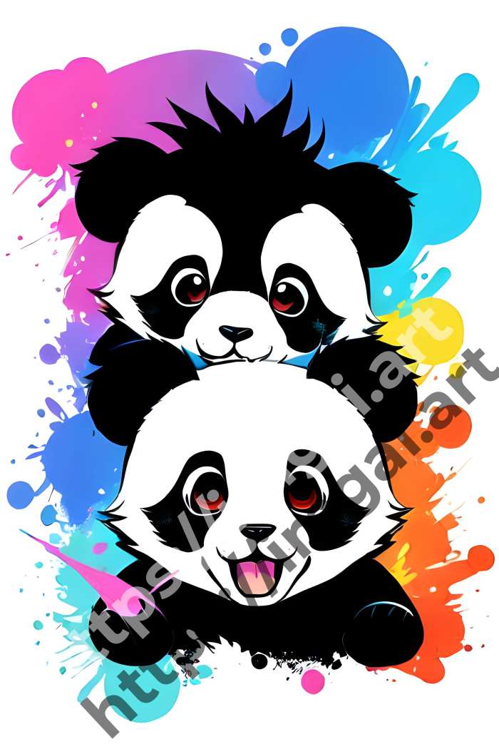  Принт panda (дикие животные)  в стиле Splash art, Граффити. №988